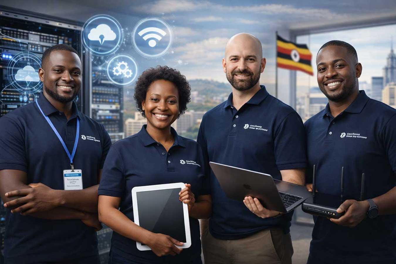 Technology professionals working together